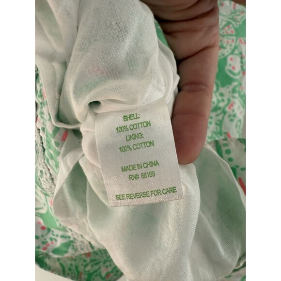 Lilly Pulitzer Skirt Size 6 Green Floral Beach Print White Floral Lace, Pockets - Picture 7 of 9